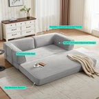 LINSY HOME 79'' Convertible Sofa Bed - Sleeper Sofa Compression Folding Loveseat Sleeper - Foldable Corduroy Couch Bed for Living Room Bedroom - Modular Sectional Compressed Sofa in Box, Grey