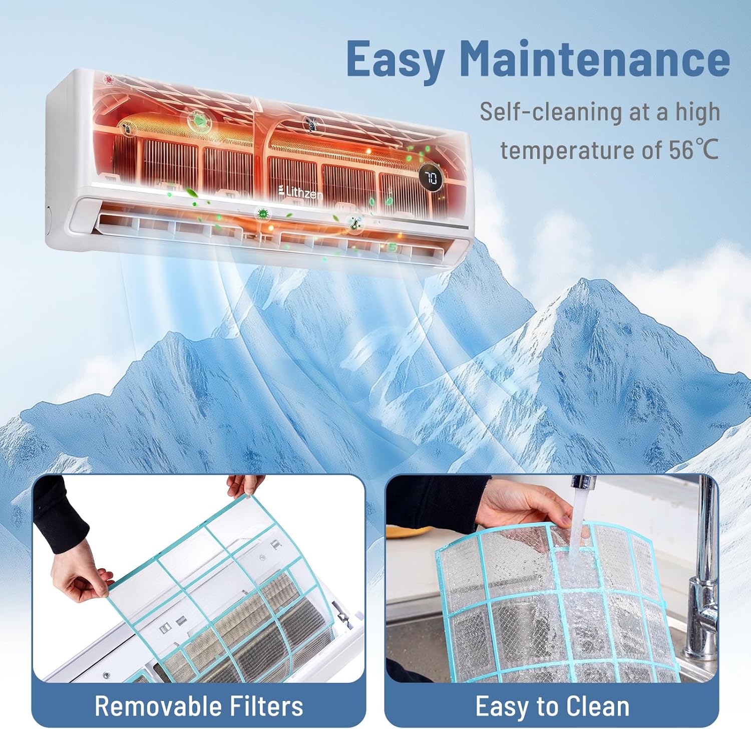12000 BTU Mini Split Air Conditioner & Heater, 208/230V 18.1 SEER2 Wifi Enabled Energy Efficient Inverter Ductless AC & 1 Ton Heat Pump System, Works with Alexa, Cools Up to 600 Sq. Ft