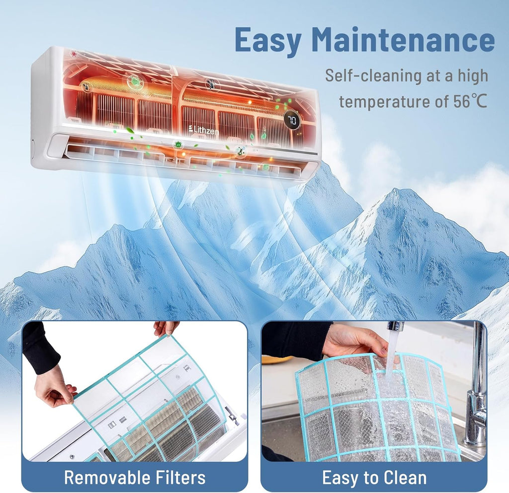 12000 BTU Mini Split Air Conditioner & Heater, 208/230V 18.1 SEER2 Wifi Enabled Energy Efficient Inverter Ductless AC & 1 Ton Heat Pump System, Works with Alexa, Cools Up to 600 Sq. Ft