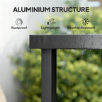 Outsunny Outdoor Dining Table for 4 Person, Square Patio Table, Aluminum Metal Legs for Garden, Lawn, Patio, Woodgrain Black