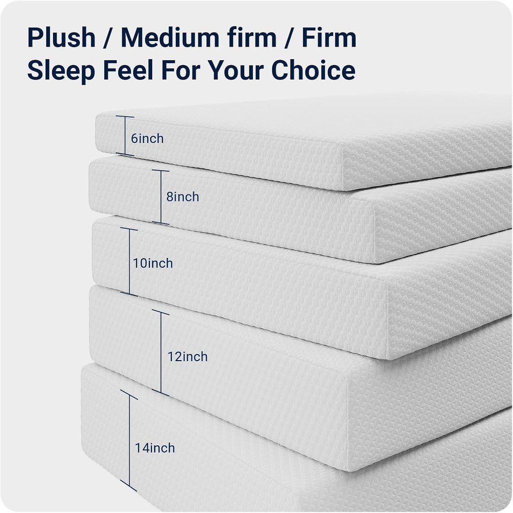 Avenco Queen Mattress, 12 Inch Queen Memory Foam Mattress in a Box for Refresh Sleep & Pressure Relief, Medium Firm Mattresses with CertiPUR-US Certified