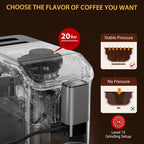 Super Automatic Espresso Machine & Coffee Maker, 20Bar Pressure, Built-in Conical Burr Grinder & Milk Frother, 6 One-Touch Recipes, Auto Clean, 1.5l Water Tank, for Home Office, 120v, Grey