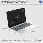 HP 14 inch Laptop  HD Display  Intel Core i3-N305  8 GB RAM  256 GB SSD  Intel UHD Graphics  Windows 11 Home in S Mode  Natural Silver  14-ep0299nr