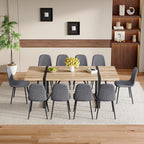 86.6" Dining Table Set for 10, Modern 11 Piece Wood Kitchen Table and Chairs Set, Large Rectangle Dining Table with 10 Linen Fabric Upholstered Chairs, Perfect for Family Gatherings and Dining Room