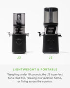 Nama J3 Compact Cold Press Juicer – Space Saving & Self Feeding for Hands-Free Operation – Lightweight, Portable Zero Waste Slow Masticating Juicer – Easy Cleanup & Assembly - Black