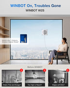 ECOVACS WINBOT W2S Window Cleaning Robot, Intelligent Edge-to-Edge Cleaning with TruEdge Scrubbers, 3 Water Nozzles, 10-Level Safety System, Win-SLAM 4.0 Route Planning, Even Climbing System