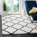 SAFAVIEH Hudson Shag Collection Area Rug - 9' x 12', Beige & Ivory, Moroccan Trellis Design, Non-Shedding & Easy Care, 2-inch Thick Ideal for High Traffic Areas in Living Room, Bedroom (SGH283S)