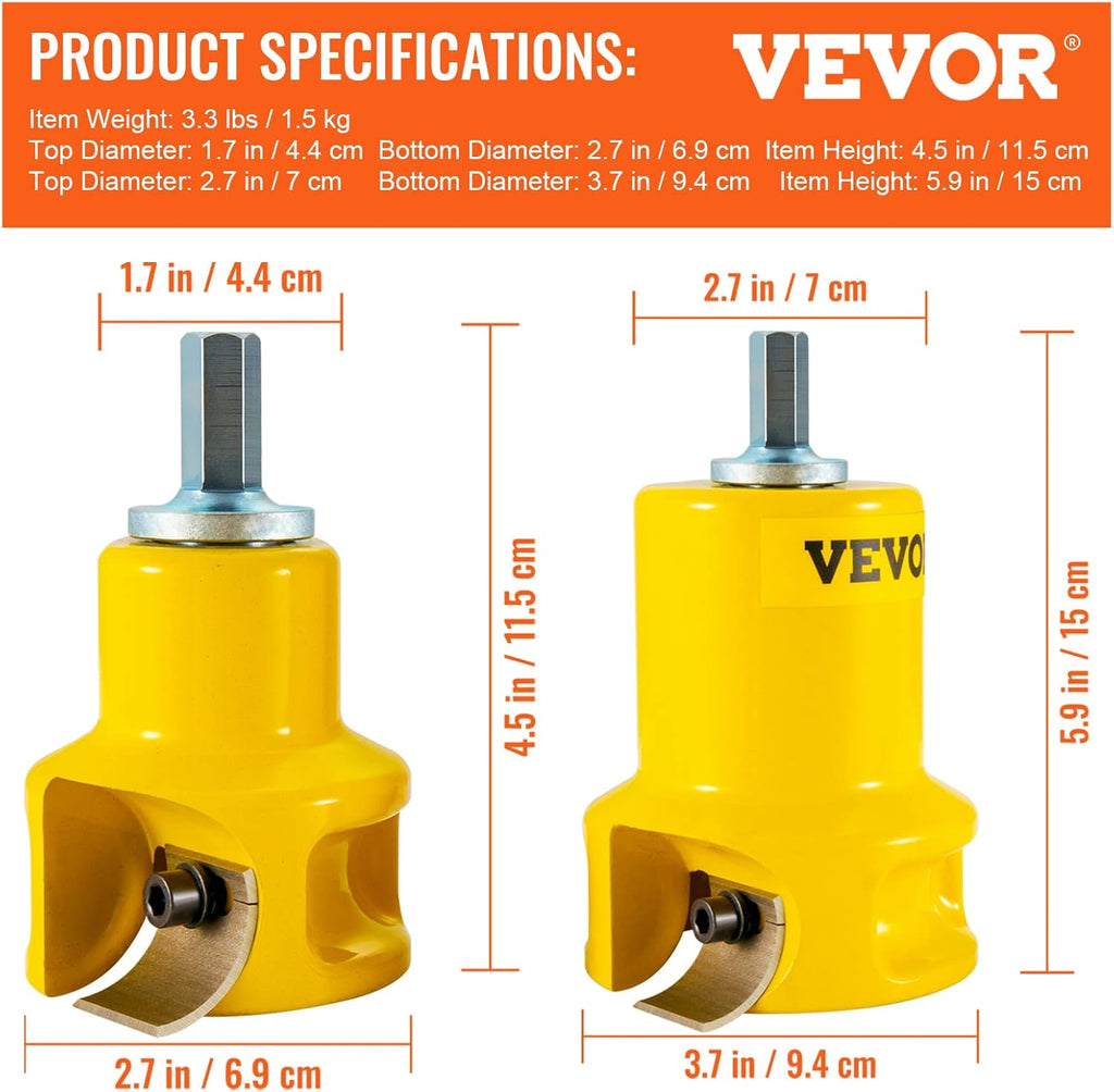 VEVOR Tenon Cutter, 1"/25.4mm & 2"/50.8mm Diameter, with Dual Curved Blades & Button Screws Home Master Kit, Premium Aluminum & Steel Log Furniture Cutter, Commercial Beginner’s Tool for Home DIY