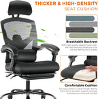 Sweetcrispy Office Computer Desk Chair, Ergonomic High-Back Mesh Rolling Work Swivel Chairs with Wheels, Comfortable Lumbar Support, Comfy Arms for Home, Bedroom, Study, Student, Black