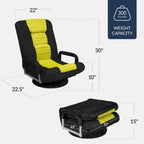 Best Choice Products Swivel Gaming Chair 360 Degree Multipurpose Floor Chair Rocker for TV, Reading, Playing Video Games w/Lumbar Support, Armrest Handles, Adjustable Foldable Backrest - Black/Yellow