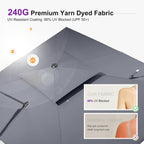 PURPLE LEAF 11FT Cantilever Outdoor Umbrellas Large Patio Umbrella Hanging Double Top Square Offset Umbrella with 360°Rotation Tilting Umbrella Outdoor Patio, Grey