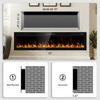 2025Upgraded 72” Recessed and Wall Mounted Electric Fireplace, Ultra Thin Narrow Beleze Fire Places with Remote Control, Screen Control,Adjustable Flame Colors and Speed