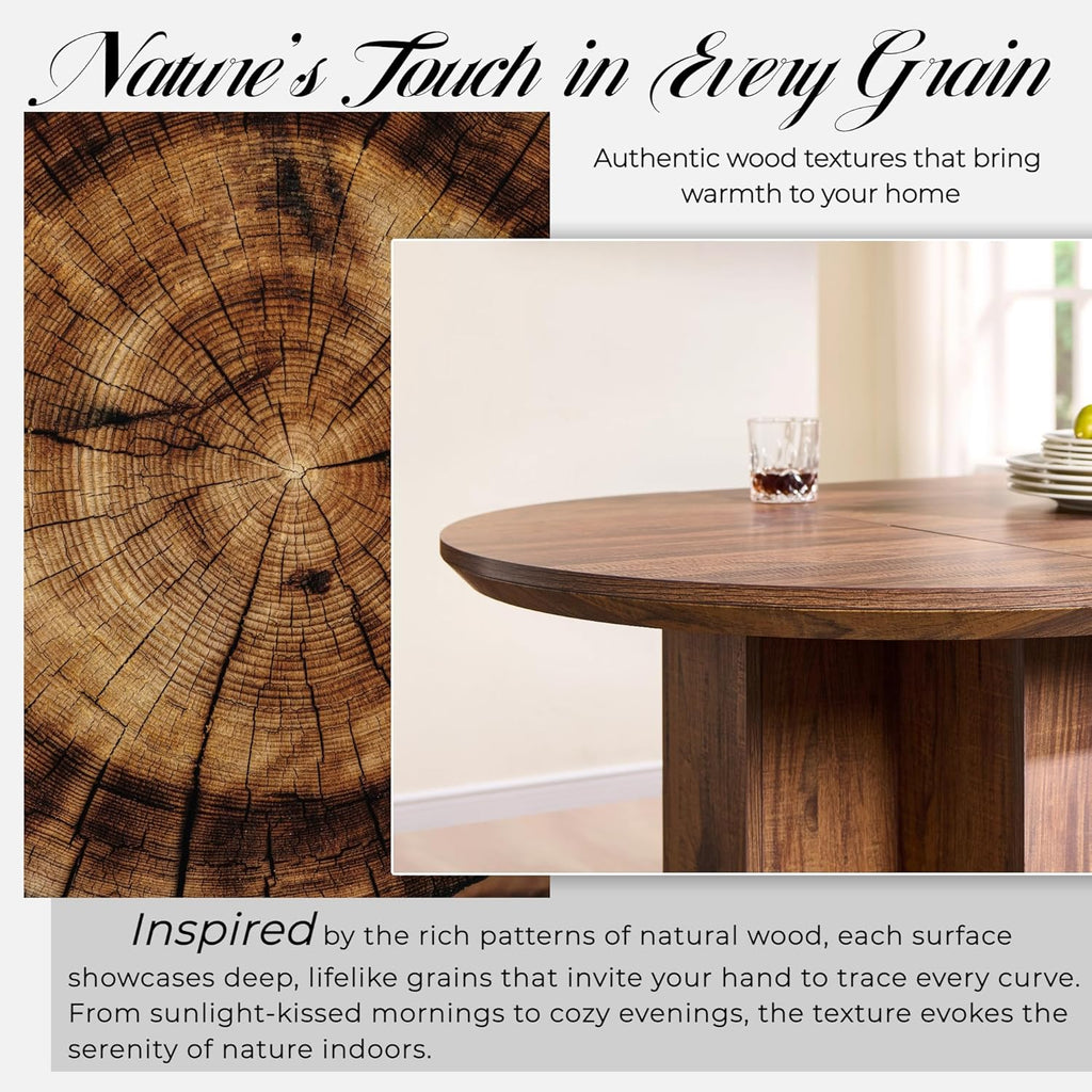 OKD 63 Inch Modern Wood Oval Dining Table for 4-6, Dining Room Table with Stable T-Shaped Base & Metal Frame & Thick Tabletop, Sturdy Kitchen Table for Dinner Room, Kitchen, Rustic Walnut