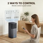 24" Windowless Portable Air Conditioner, 15H Timer & 120°Oscillation, 3-IN-1 Portable AC Unit with Remote, 2-Gal Tank, 3 Modes & 3 Speeds, Ultra-Quiet Ventless Swamp Cooler for Home Office, Black