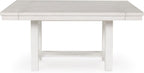 Signature Design by Ashley Robbinsdale Casual Removable Center Leaf Dining Extension Table with Trestle Base, Wood, Ash Veneer, Tabletop with Planked Effect, 2 Removable Center Leaves, Seats 8, White