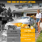 Car Cleaning Tools, 600W, Brushless Motor, 6-in-1 Nozzle & Foam Cannon for Car, Patio, Fence (Yellow)