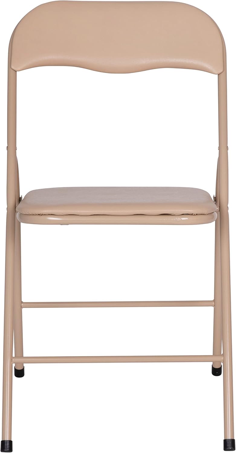 Flash Furniture Madison 5-Piece Folding Card Table and Chairs Set, Portable Event Table and Chairs Set for Indoor and Outdoor Gatherings, Tan