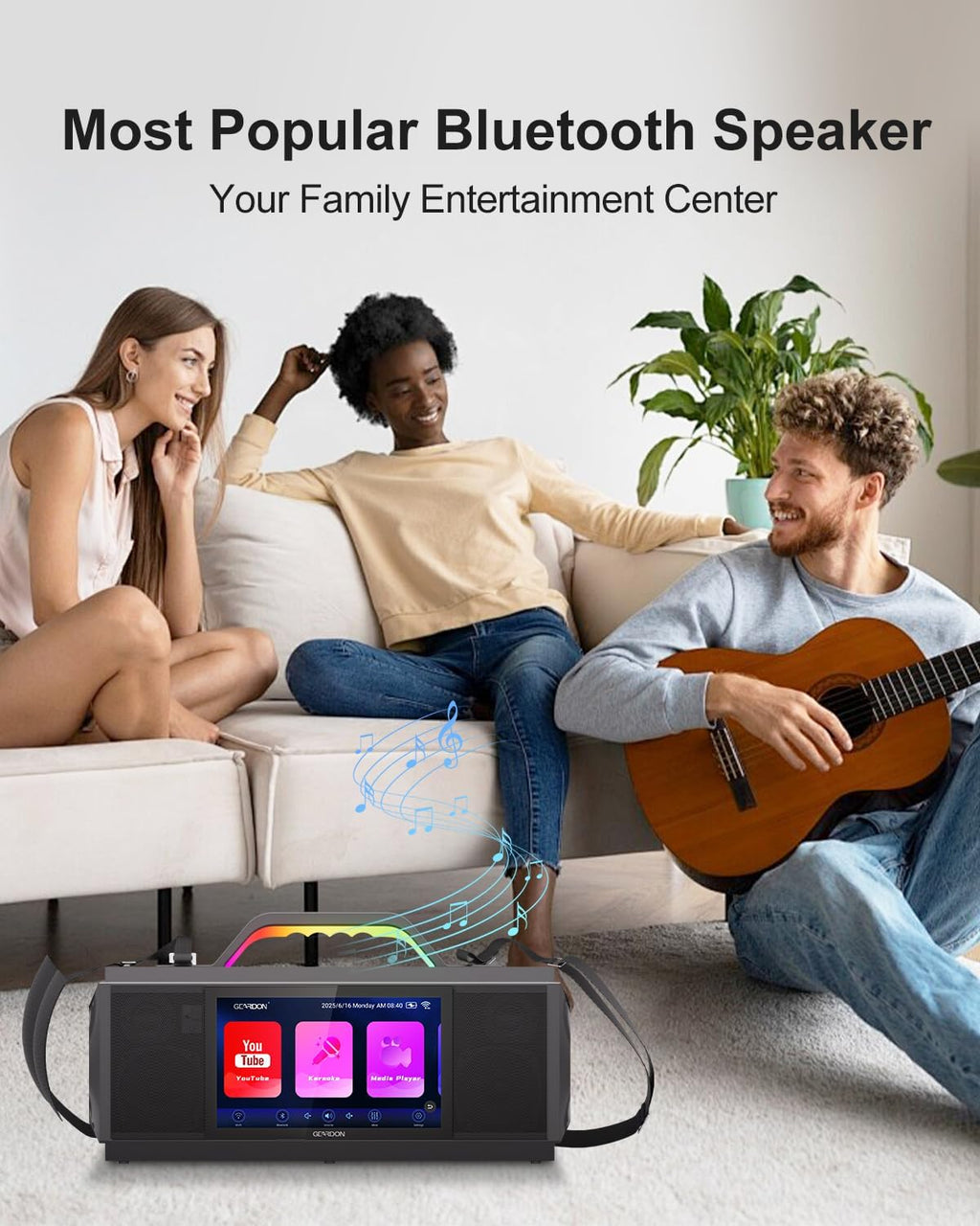 Karaoke Machine for Adults - with Lyrics Display and Screen  Professional Karaoke System  2 Wireless Mics  200W Peak Power  Free Karaoke App  Portable Karaoke Speaker for Home Party and Any Occasion