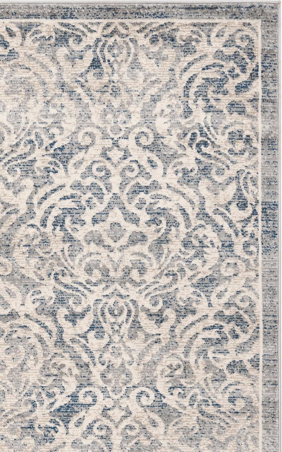 SAFAVIEH Brentwood Collection Area Rug - 10' x 13', Light Grey & Blue, Damask Design, Non-Shedding & Easy Care, Ideal for High Traffic Areas in Living Room, Bedroom (BNT810G)