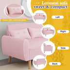 JAMFLY Pink Loveseat Sofa, 47.2'' Modern Small Space Sofa Set, High Density Sponge, Linen, Wood, 350 lbs Capacity