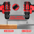 Cordless Drill & Impact Driver: DEKOPRO 20V Brushless Power Drill and 20V Brushless Impact Driver Set, Power Tool Set with 2x2.0Ah Batteries, Charger, Bag & 52xAccessories-Red