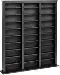 Prepac Barrister 3 Column Tall Storage Cabinet, Black Storage Cabinet with 27 Adjustable Shelves Display DVD for Living Room, 9.5" D x 57" W x 63.75" H