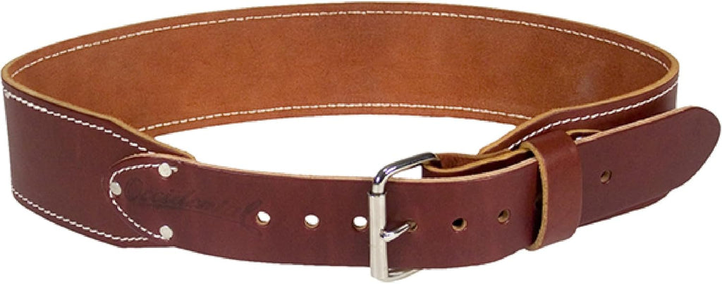 Occidental Leather 3" Ranger Leather Work Belt - Medium, OxyRed - Bridle Leather, Heavy-Duty Steel Roller Buckle, Edge Stitched - Made in USA