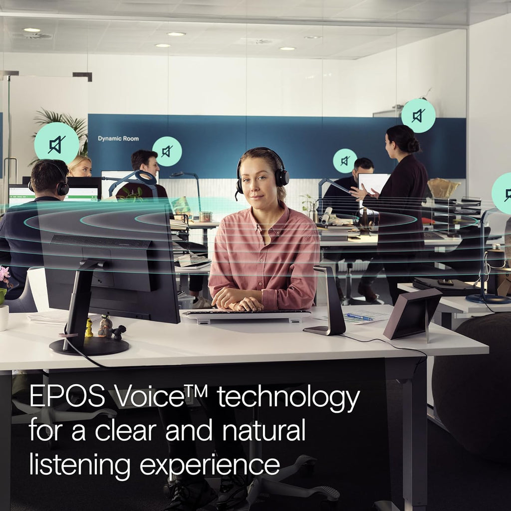 EPOS Impact 1061T - Enhanced Open Office Headset with Hybrid ANC  EPOS AI™ Microphone  and Multipoint Connectivity