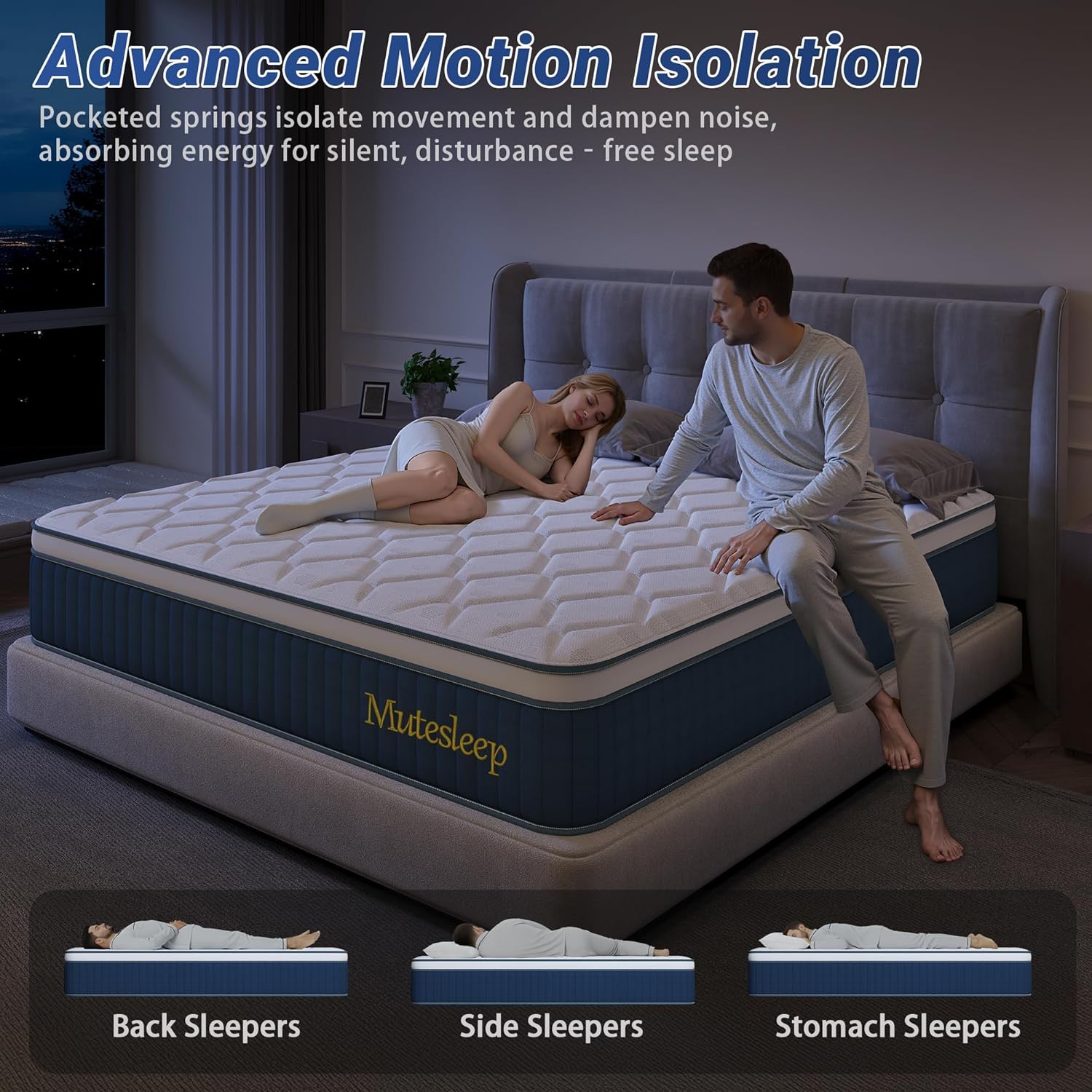 14″ Queen Hybrid Mattress – Cooler, Quieter & Deeper Comfort, Airflow Foam + Pocket Coils, 2″+ Plush Cushion, Heavy-Duty Support, CertiPUR-US, Fiberglass-Free, Mattress in a Box