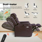 EONIX Clearance Dual Motor Lay Flat Power Lift Recliner Chair for Elderly with Heat and Massage, Electric Leather Lift Chair with Charging Ports, FSC Oeko 400lbs Heavy Duty, SLRY003061, Dark Brown