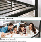 YITAHOME Metal Four Poster Canopy Bed Frame King Size, 14 Inch Platform with Built-in Headboard Strong Metal Slat Mattress Support, No Box Spring Needed, Black
