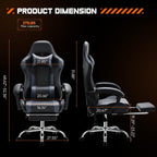 Sweetcrispy Computer Gaming Chair with Footrest, Ergonomic High Back PU Leather Video Racing Chair with Adjustable Headrest & Linkage Armrest, for Office and Home, Adults, Grey