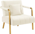 Yaheetech 30" W Modern Sofa Small Sofa Luxurious Velvet Fabric Couch with Gold-Tone Metal Arms and Legs for Living Room, Home Office, Studio Beige