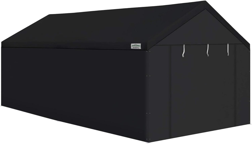Caravan Canopy Car Tent Sidewalls for Carport, Garage & Shed, Domain, 10 x 20 Ft, Black (Roof and Canopy Not Included) - Portable Vehicle and Motorcycle Shelter - Large Outdoor Storage
