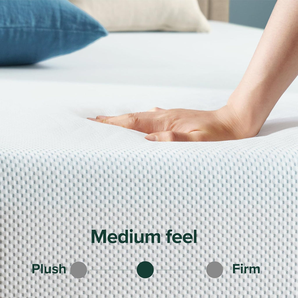 Zinus 12 Inch Green Tea Cooling Memory Foam Mattress New Version, Queen, Fiberglass Free, Medium Firmness, Cooling Gel Foam, Certified Safe Foams & Fabric, Mattress in A Box