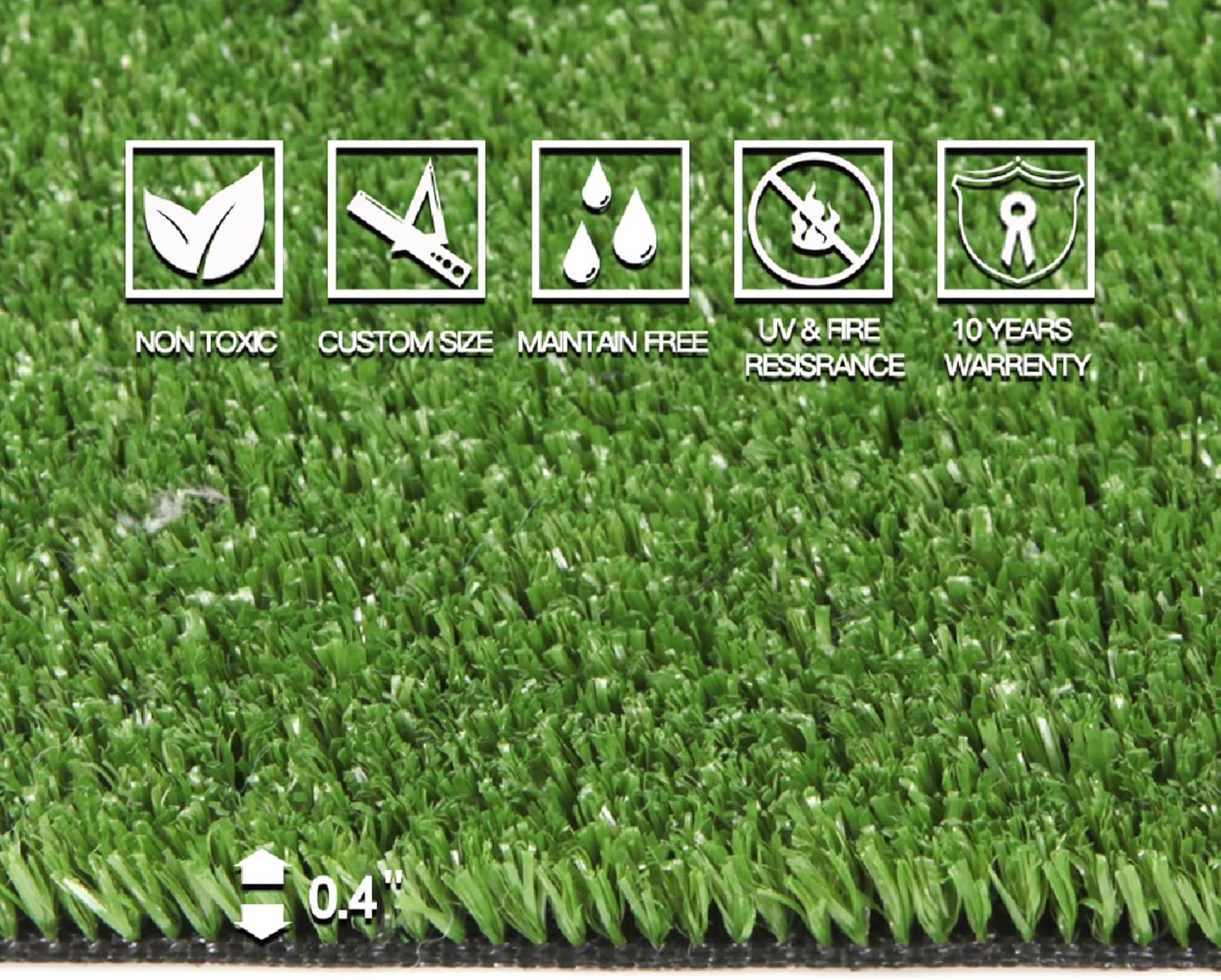 Artificial Grass Turf  10ft x 10ft 0.4" Pile Height  Indoor Outdoor Fake Astroturf Rug Carpet Mat for Balcony Decor Backyard Patio Backdrop Fence Wall Decorations Dogs