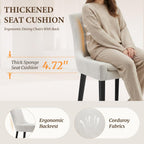 Dining Chairs Set of 4, Upholstered Corduroy Dining Room Chair with Wood Legs, Mid-Back Padded Kitchen Side Chairs for Dining Room, Beige