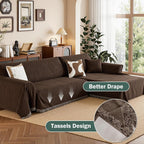 MEETSKY Sectional Dogs Couch Covers, 2 Pieces Sofa Cover for L Shape, Washable Couch Cover for 3-4 Cushion Couch Sofa Pet Friendly, Furniture Protector (XX-Large, 71"x118"+91"x134", Dark Chocolate)