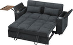 65'' 3-in-1 Folding Convertible Sofa Bed, Pullout Sofa, Modern Chenille Fabric, 360° Swivel Side Table, Easy Assembly, Perfect for Living Room, Grey