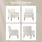 COLAMY Modern Wingback Living Room Chair, Upholstered Fabric Accent Armchair, Single Sofa Chair with Lounge Seat and Wood Legs for Office/Bedroom/Reading Spaces, Beige