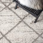 SAFAVIEH Hudson Shag Collection Area Rug - 9' x 12', Grey & Beige, Modern Trellis Design, Non-Shedding & Easy Care, 2-inch Thick Ideal for High Traffic Areas in Living Room, Bedroom (SGH281J)