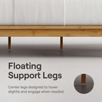Nectar Bamboo Platform Bed Frame & Headboard - Natural - Queen - Floating Center Support Legs - 12” Height - Easy Tool Free Set Up - Contemporary - Sturdy Wooden Support Slats - Holds Up To 800 Pounds