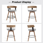DUOMAY Swivel Bar Stools Set of 4, 26" Counter Height Bar Stool with Footrest Modern Wood Barstools with Linen Upholstered Seat Counter Stools for Kitchen Island Home Bar,Grey