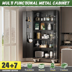 Greenvelly Metal Storage Cabinet with Wheels,72" Black Garage Storage Cabinet with Pegboards and Wheels, Rolling Tool Cabinet with Locking Doors and Shelves for Home,Basement, Kitchen
