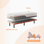 ESHINE Adjustable Bed Frame with 12" Hybrid Mattress with Luxury Gel Memory Foam(Medium), Split King Upholstered Bed Frames with Massage, Wireless Remote, USB, Under Bed Night Light, Head/Foot Incline