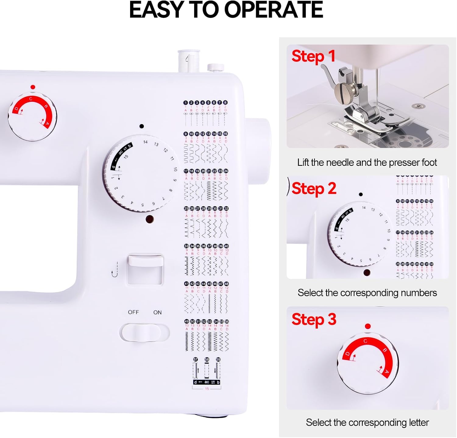 Multifunction Sewing Machines, Strong Motor with Enhanced Piercing Power, 59 Stitch Applications, Full Metal frame, Strong & Tough, with Foot Pedal, Storage Drawer, Accessory Kit
