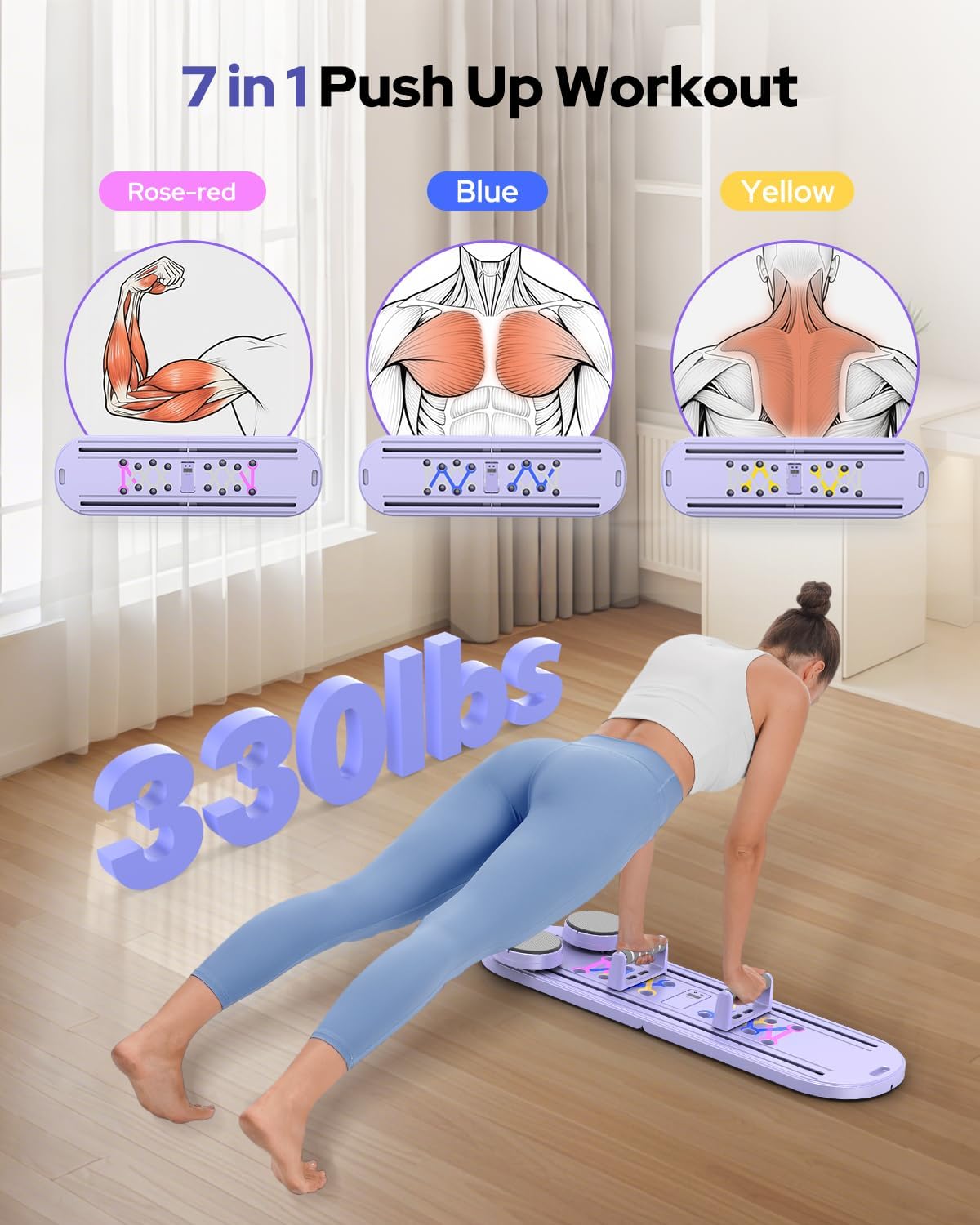 Pilates Board, Foldable Pilates Reformer Set 7 in 1 Multi-Purpose pilates equipment for Women Full Body Workouts at Home, Rayspace Portable Ab Core Trainer, Exercise Board with Timer & Resistance Band