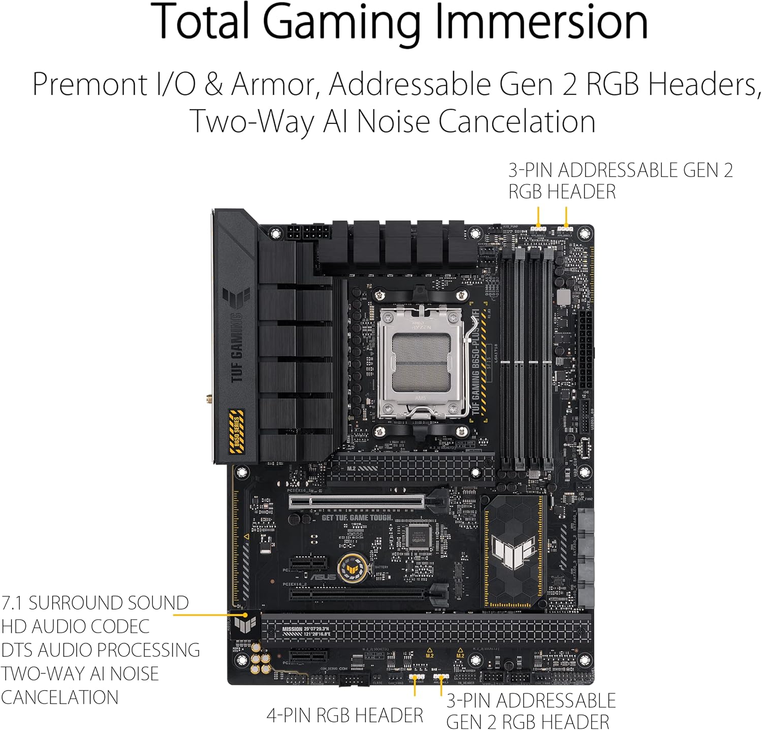 ASUS TUF Gaming B650-PLUS WiFi AMD B650 AM5 Ryzen™ Desktop 9000 8000 and 7000 ATX Motherboard, 14 Power Stages, PCIe® 5.0 M.2, DDR5 Memory, WiFi 6 and 2.5 Gb Ethernet, USB4® Support Aura Sync