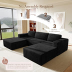 Vesgantti 119" Oversized U-Shaped Modular Sectional Sofa with 2 Movable Ottomans, Modern Cloud Couch with Deep Seat & Spring Support, Boneless Couches for Living Room, No Assembly Required, Black
