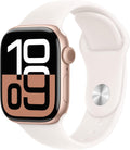 Apple Watch Series 10 GPS + Cellular  42mm - Rose Gold Aluminum Case with Starlight Sport Band  S/M (Renewed)